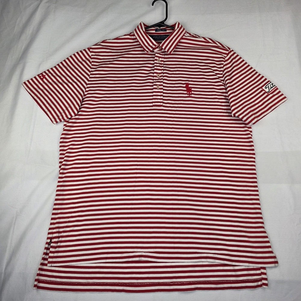Polo Golf Ralph Lauren Polo Shirt Mens‎ Large Red Striped Titleist Vintage Isle
